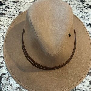 Men's Tan Safari Hat with Brown Accent Band
